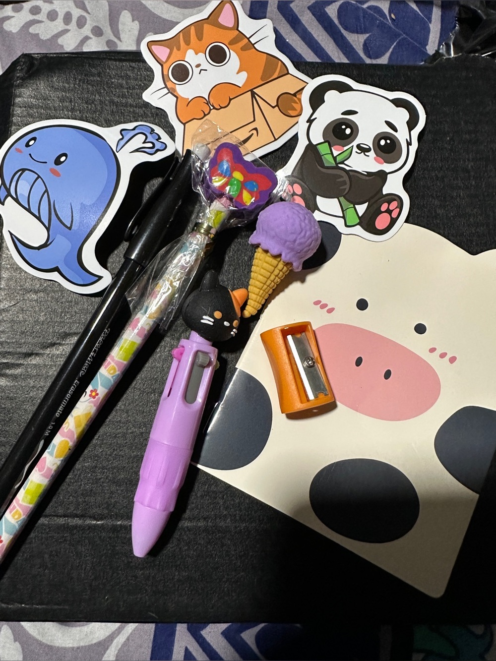 Cute Purple Cat Gel Pen for Kids - Fun Ice Cream Topper (2 sets)